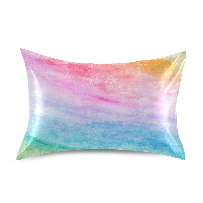 Rainbow Colors Satin Pillowcase For Hair And Skin Silk Pillowcase, Standard Si