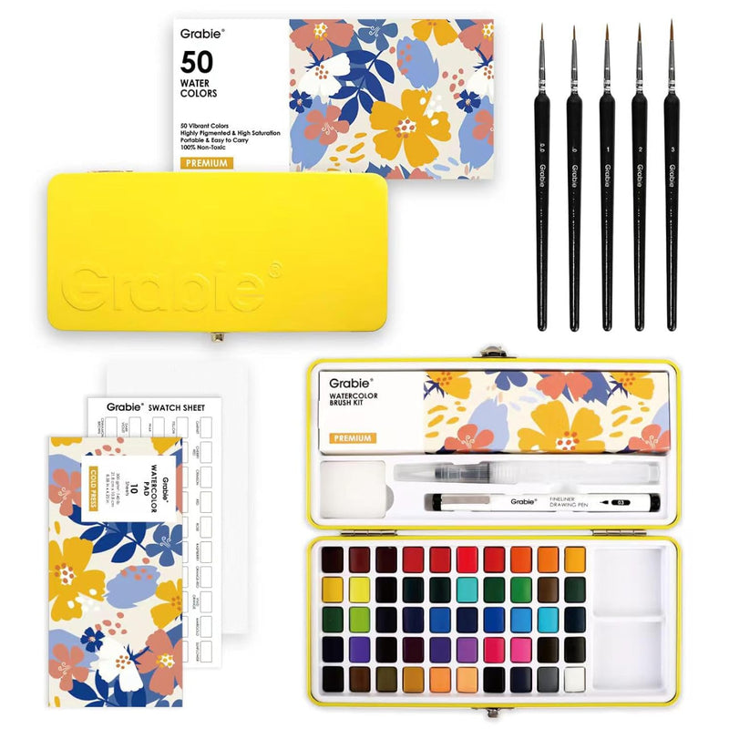 50-Piece Colorful Watercolor Paint Set with Brush Pens for Artists and Beginners