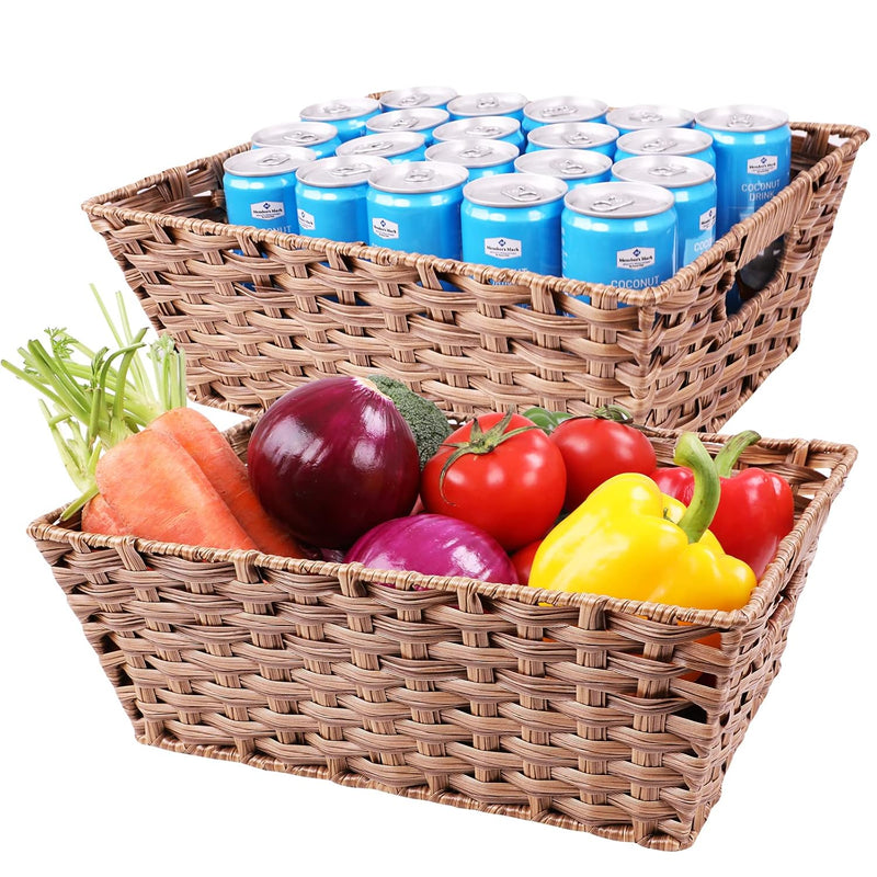 Wicker Baskets, Handmade Big Wicker Baskets For Shelves, Waterproof Large Wicker