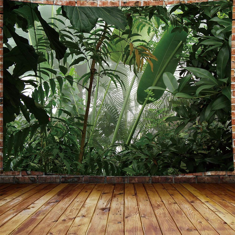 Green Plant Tapestry, Aesthetic Banana Palm Tree Leaves Tapestry Wall Hanging