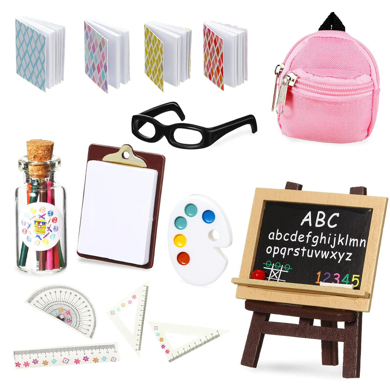 14 Pcs Mini Doll School Supplies Miniature Doll Stuff Accessories for 11.5