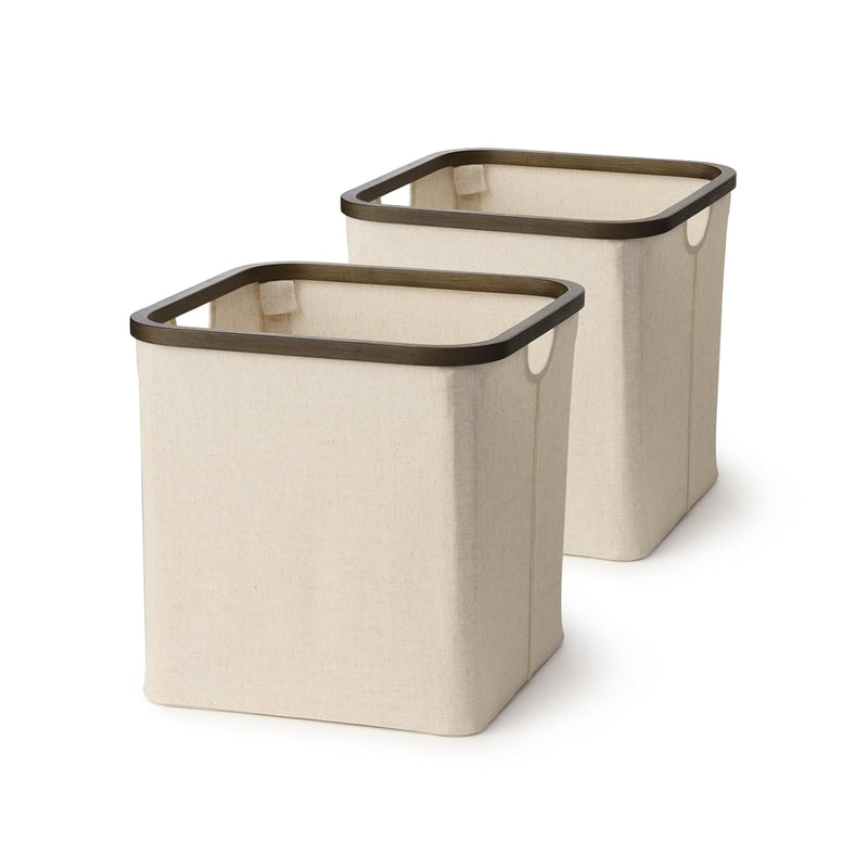 Frasa Bamboo Storage Basket | 2 Pack 35.1L Collapsible Fabric Storage Bin, Soft
