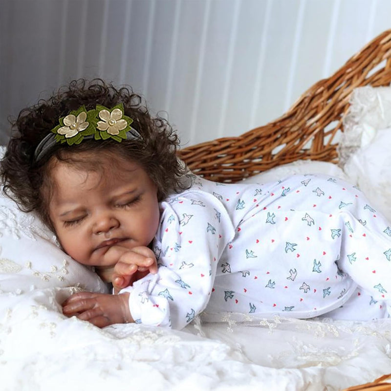 Black Reborn Baby Dolls, 20 Inch Realistic Newborn African American Real Li
