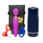 Pow Blue Male Masturbator & Romp Pleasure Kit With Wand, Clitoral Suction Toy & Cock Ring - Couples Sex Toys Bundle