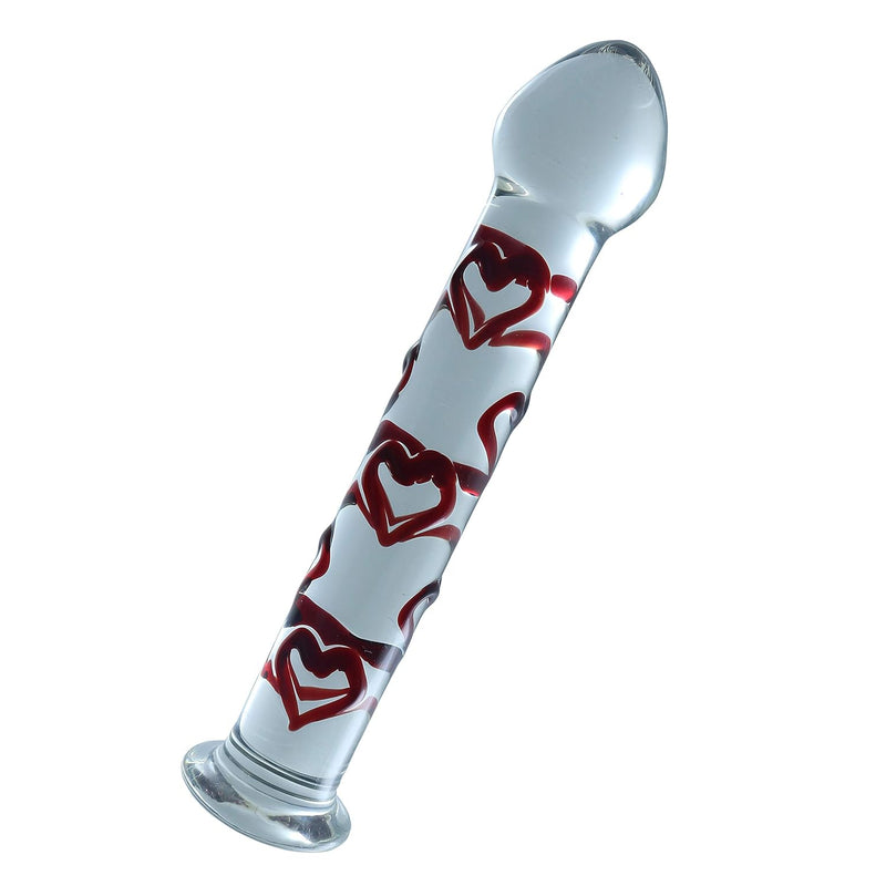 Glass Pleasure Wand With Mushroom Tip, Red Sweetheart