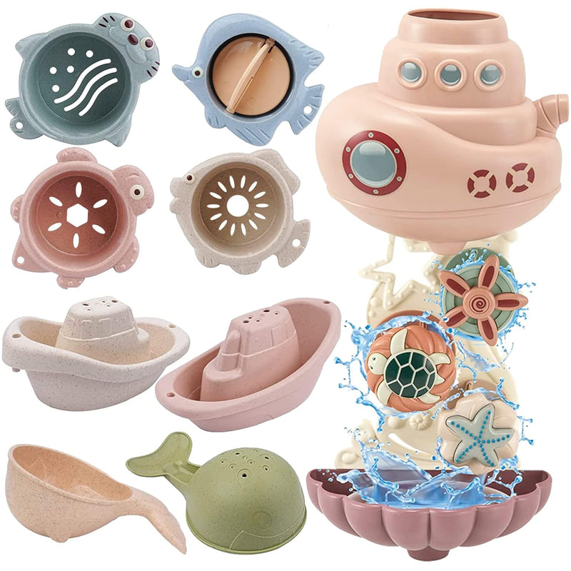 Toddler Bath Toys For Kids Ages 1 3 9 Pcs Bathtub Mold Free Bath Toy For Ba