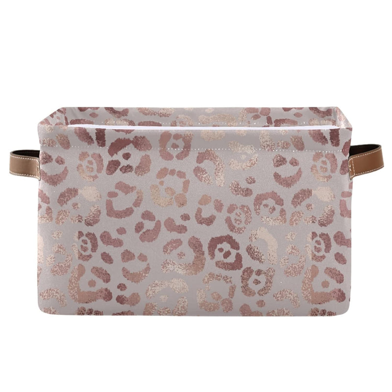 Foldable Storage Basket, Cube Organizer Bins Leopard Print Cheetah Rose Gold Cub