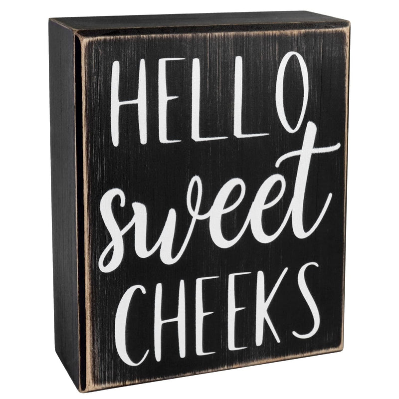 Hello Sweet Cheeks Sign - Bathroom Decor Modern Farmhouse Home Accent - Rustic