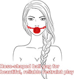 Silicone Rose Ball Gag with Removable Plug – Breathable BDSM Restraint Toy