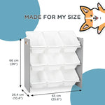 Grey/White Toy Organizer, 9 Bin Storage, 24" Tall