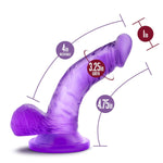 Blush 4.75” Naturally Yours Realistic Mini Dildo W/Balls - Curved G & P-Spot Stimulator, Suction Cup Base, Strap-On Compatible - Tpe, Body-Safe Anal Beginner Sex Toy For Women & Couples - (Purple)