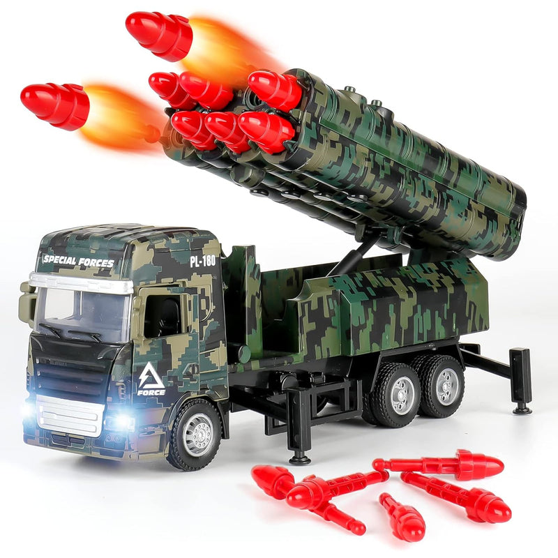 Army Toys For Boys, Military Toys With 8 Missiles, Army Truck Toy With Ligh