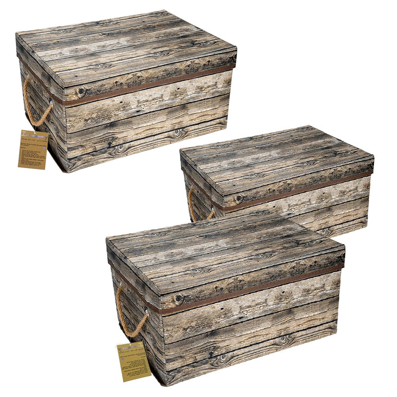 Storage Bins With Lids - 3 Pack, Decorative Storage Boxes With Lids And Handles