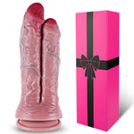 Soft Silicone Thick Double Head Dildo With Suction Cup, 8" 9" Dual Double Sided Large Penis Wide Anal Foreskin Dildo Anal Plug, Realistic Massive Dildos Dual Pleasure Experience Sex Toy For Men Women