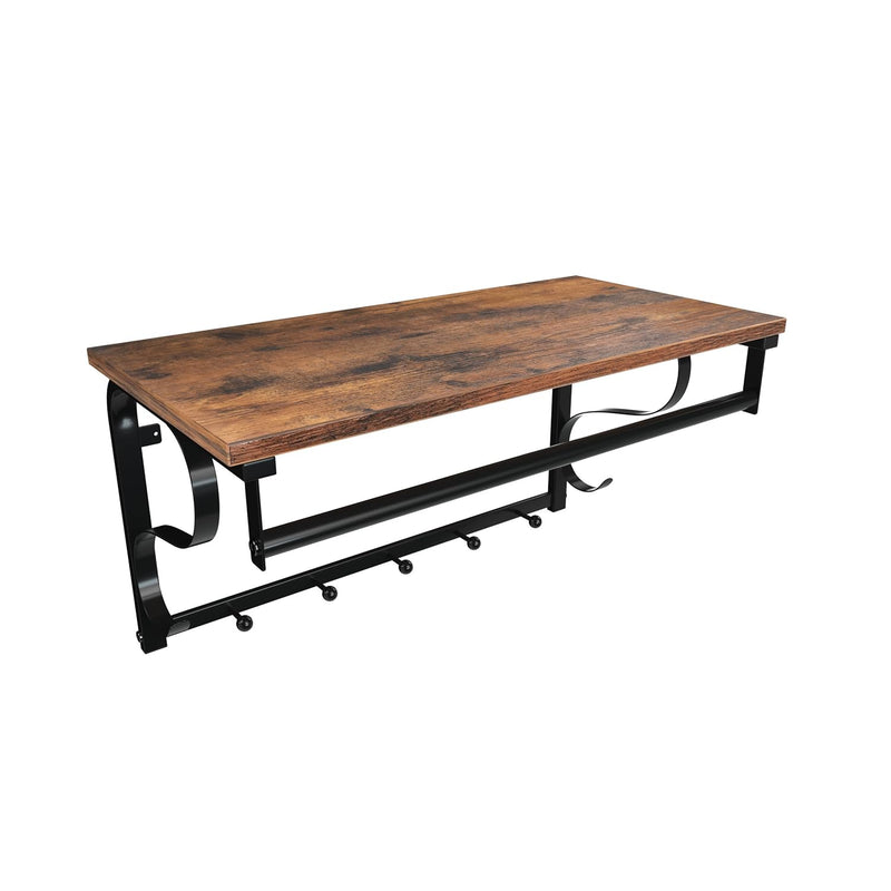 Industrial Coat Rack Shelf Wall Mounted, Hook Rack Shelf With Hanging Rail, 5 Me