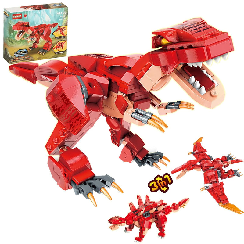 Stem 3 In1 Dinosaurs Building Kits 287Pcs, Toys For Kids Age 6 10 Year Old,