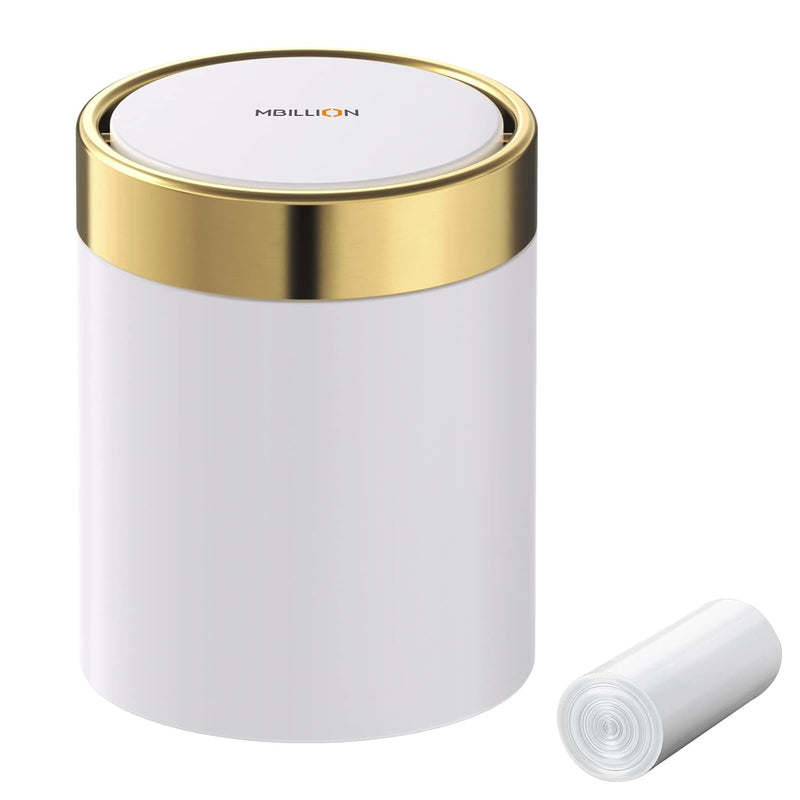 Mini Trash Can With Lid, Desktop Small Trash Can Recycling Bin Cute Metal Garbag