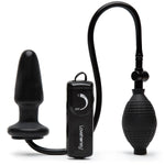 Vibrating Inflatable Butt Plug - 4.5 Inch Anal Plug - Wired Remote Control For Adjustable Anal Stimulation - Easy To Use Bulb Pump - Black