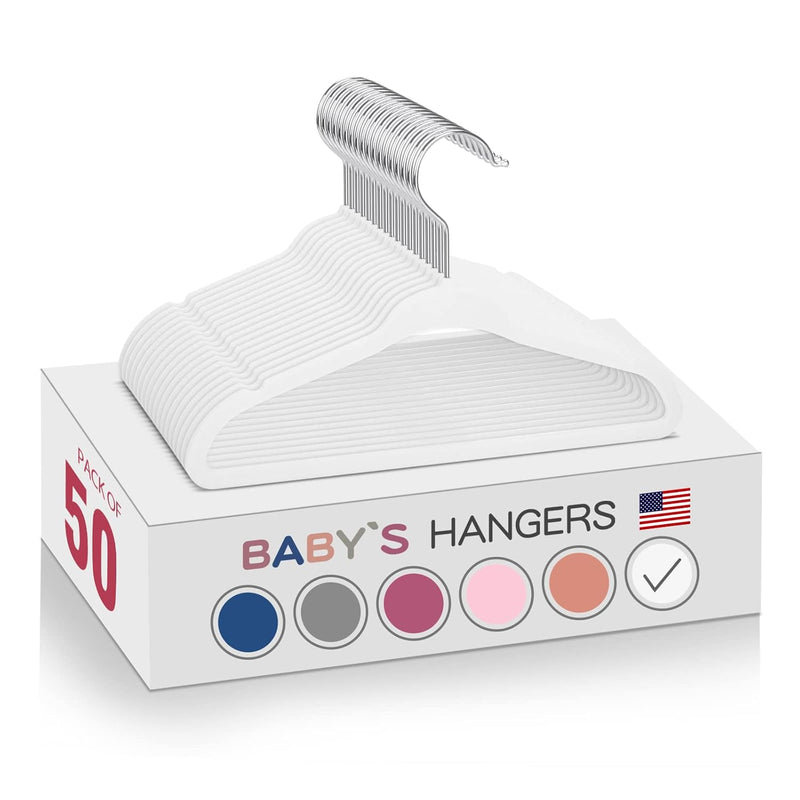Kids Velvet Hangers 50Pack-11 Inch Non Slip Baby Hangers, Space Saving Kids Coat