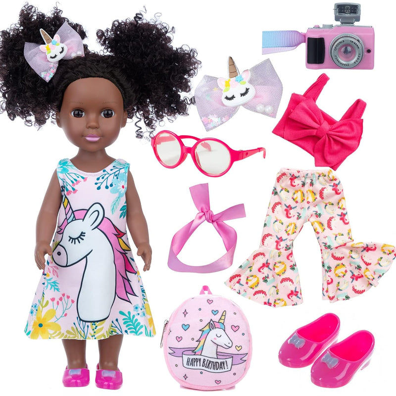 Black Doll And Black Baby Doll Clothes 14.5 Inch African American Silicone