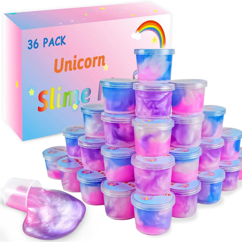 36 Packs Unicorn Slime Kit, Unicorn Party Favors For Kids, Pretty Stretchy & N