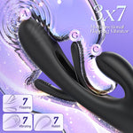 Vibrator Dildo Rabbit Sex Toys - G Spot Vibrator Massager For Women Clitoral Nipple Stimulation, 3 In 1 Sex Toys With 14 Vibration & 7 Tongue Licking Flapping, Adult Product Aurieel (Black)