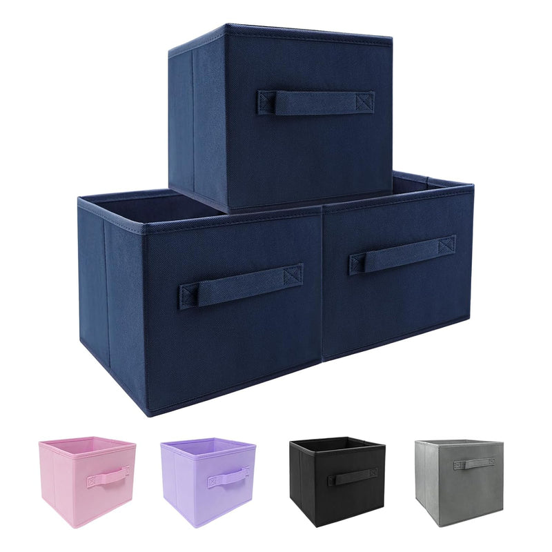 Small Storage Bins,Collapsible Fabric Storage Organizer 9.0"X7.5"X7.5" 3 Pack,Mi