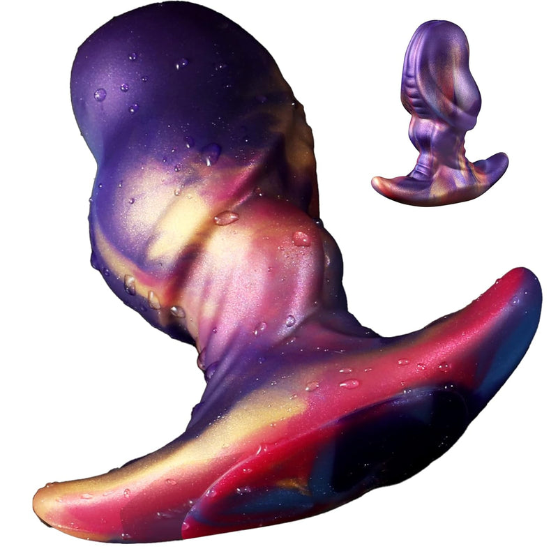 Huge Fantasy Anal Plug With Flexible T-Shaped Base?Premium Liquid Silicone Wearable Trainer,Colorful G Spot Clitoral Vagina Anal Toy For Women Men Couples.(M)