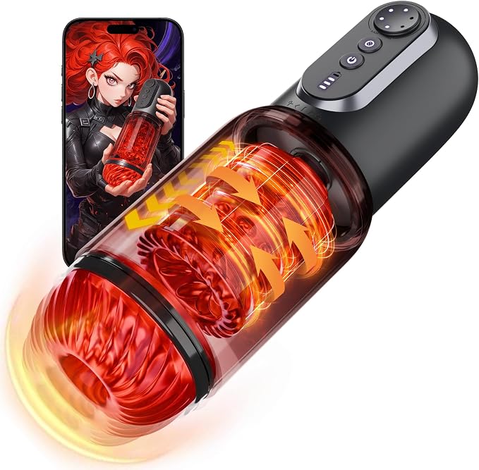 App-Controlled Automatic Male Masturbator with Thrusting, Rotation, Suction & Licking Modes