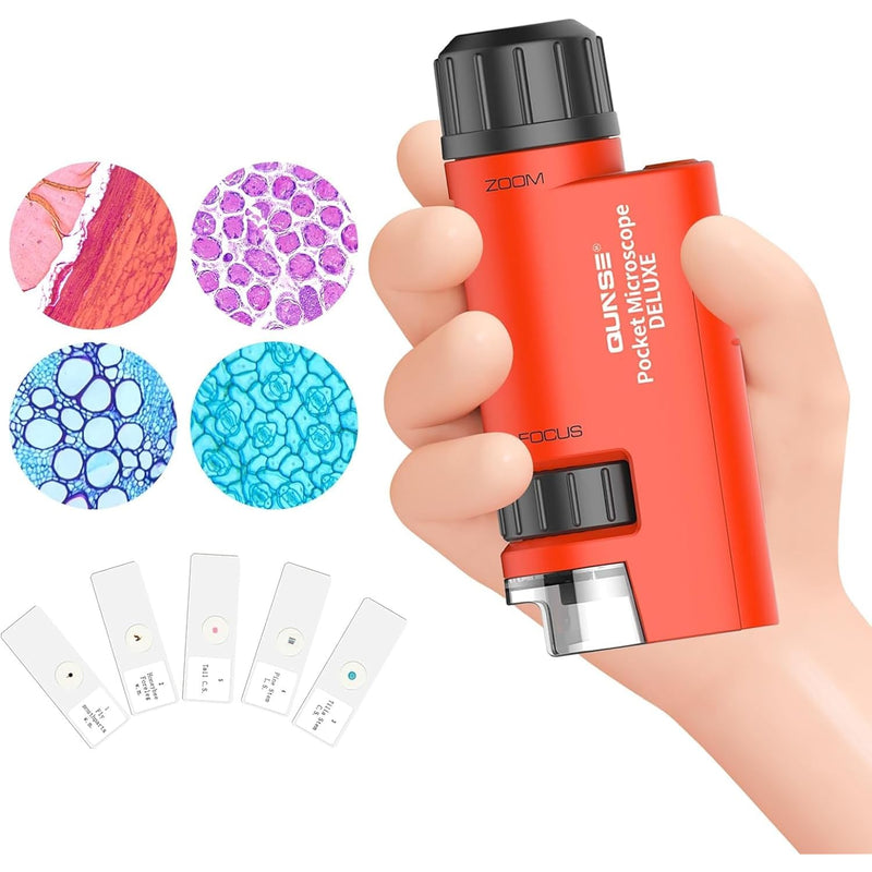 Pocket Mini Small Microscope, 60X 120X Handheld Microscope Led Lighted Zoom