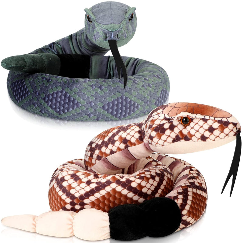 2 Pcs Snake Stuffed Animal Rattlesnake Plush Toy 54 Inch Plush Snake Toy Giant