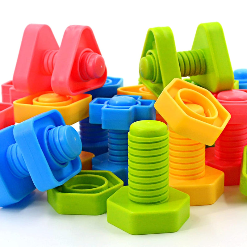 32 Pcs Shapes Nuts And Bolts Stacking Toys Stem Color Sorting Learning Game