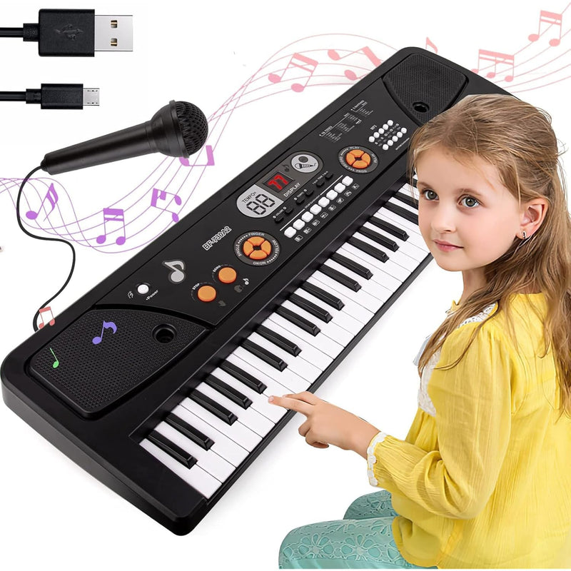 M SANMERSEN Kids Keyboard with Microphone, Kids Piano Keyboard for Beginner