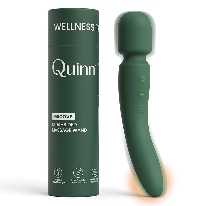 Wellness Adult Sex Toy Groove - Dual-Sided Heating Vibrator Wand - 12 Modes & 5 Speeds On Head & Tail - G-Spot & Clitoral Stimulator For Women - Rechargeable Waterproof Sexual Massager - Green