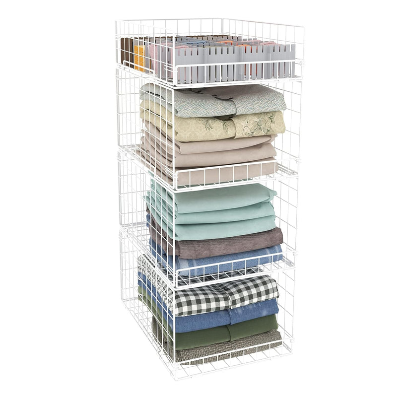 Closet Organizers And Storage Shelves For Clothes, Collapsible Stackable Storage