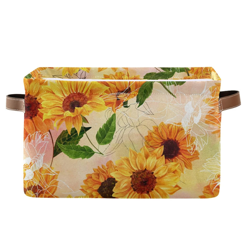 Flower Sunflower Painting Storage Bin Canvas Toys Storage Basket Bin Large Stora