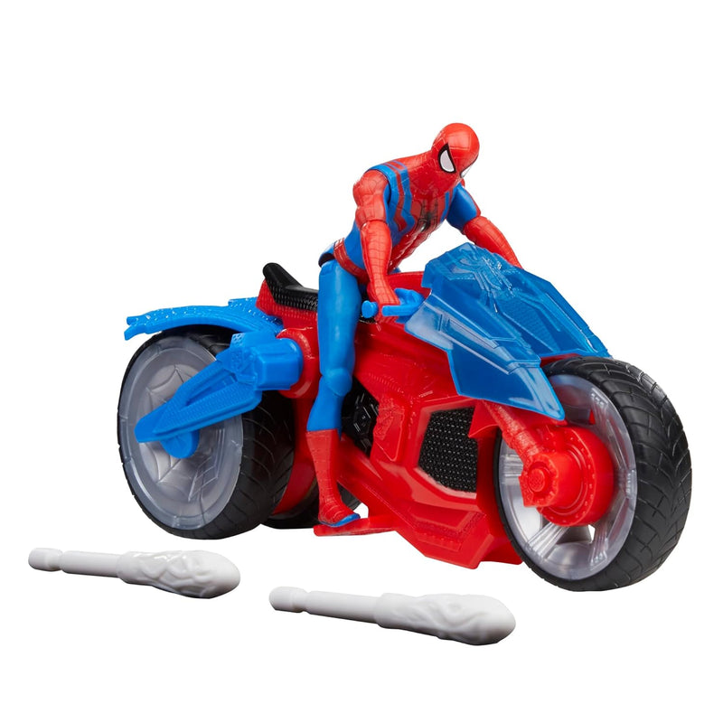 Marvel Spider Man Web Blast Cycle, 4 Inch Action Figure With Vehicle And 2
