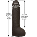 Vac-U-Lock - Hung - Made Of Ultraskyn - 12 Inch Dildo With Massive 8.5 Inches Girth - F-Machine And Harness Compatible - Chocolate