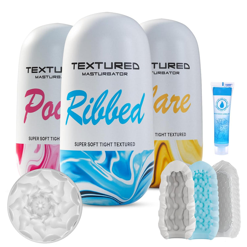 Male Masturbator Sex Toys For Men - Pocket Pussy Egg Set Stroker Adult Sex Toys, Ultra Soft Stretchy 3D Realistic Textured Male Masturbators Cup, 3 Penis Training Egg Set Male Sex Toys For Men