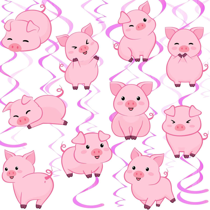 30 Pieces Pig Farm Animal Party Hanging Swirl Decorations Barnyard Theme Birth