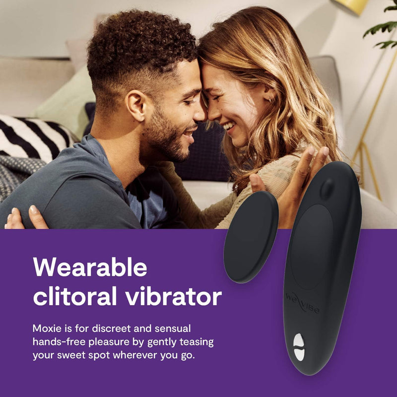 Moxie Wearable Lay On Panty Vibrator | Remote & App Control Vibrating Sex Toy For Couples | Clitoral Stimulator With 10 Intensity Levels | Adult Sexual Pleasure Tools | Waterproof | Black
