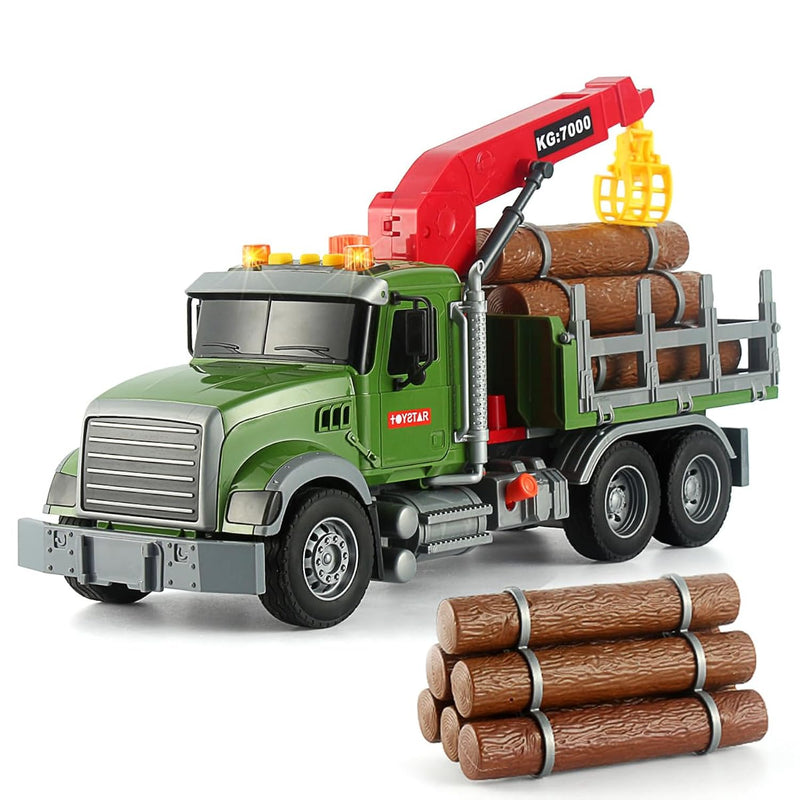 Logging Truck And 2 In 1 Tow Truck Playset With Lights & Sounds Perfect For