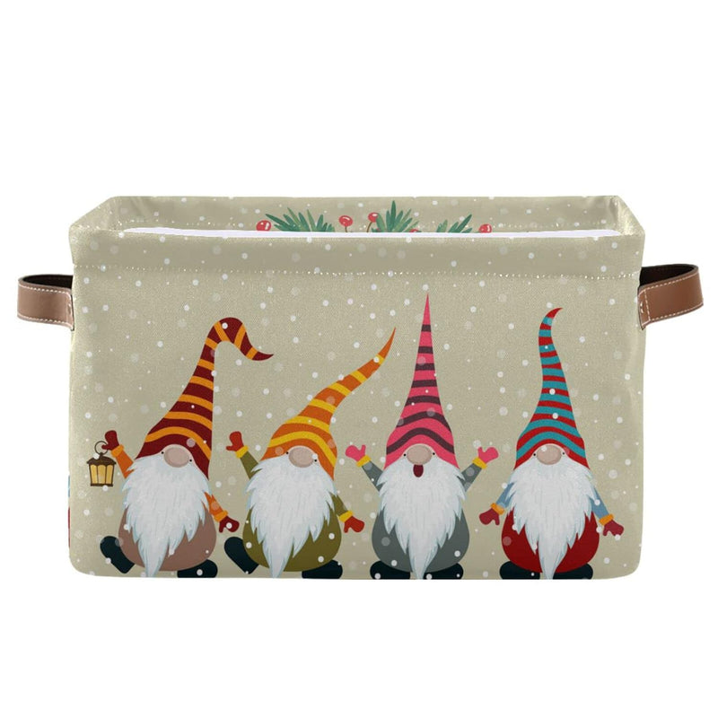 Christmas Basket With Handles, Christmas Card With Gnomes Foldable Fabric Collap