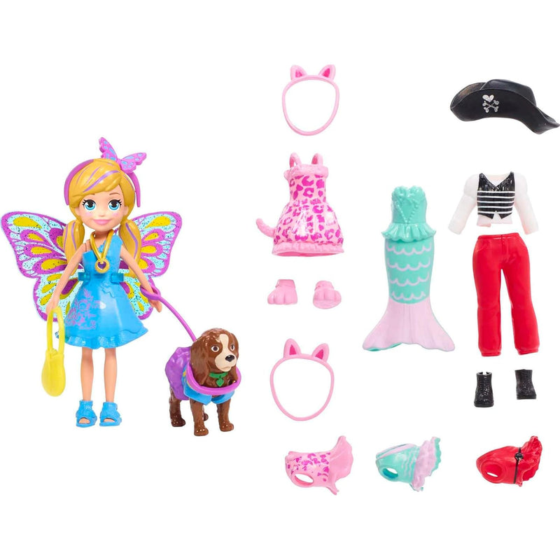 Polly Pocket Doll & Accessories, Masque ‘N Match Costume Pack with 3-Inch S