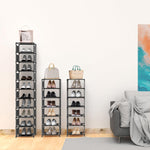 Vertical Narrow Tall Shoe Rack for front Door Entrance,10 Tiers Sturdy Metal Shoe Rack Organizer for Closet Entryway, 10-15 Pairs of Shoes and Boots Storage Shelf, Space Saving Stackable Shoe Rack