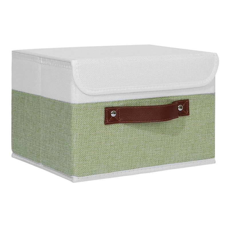 Fabric Storage Bin With Lid Pu Leather Handles Pp Plastic Board Decorative Folda