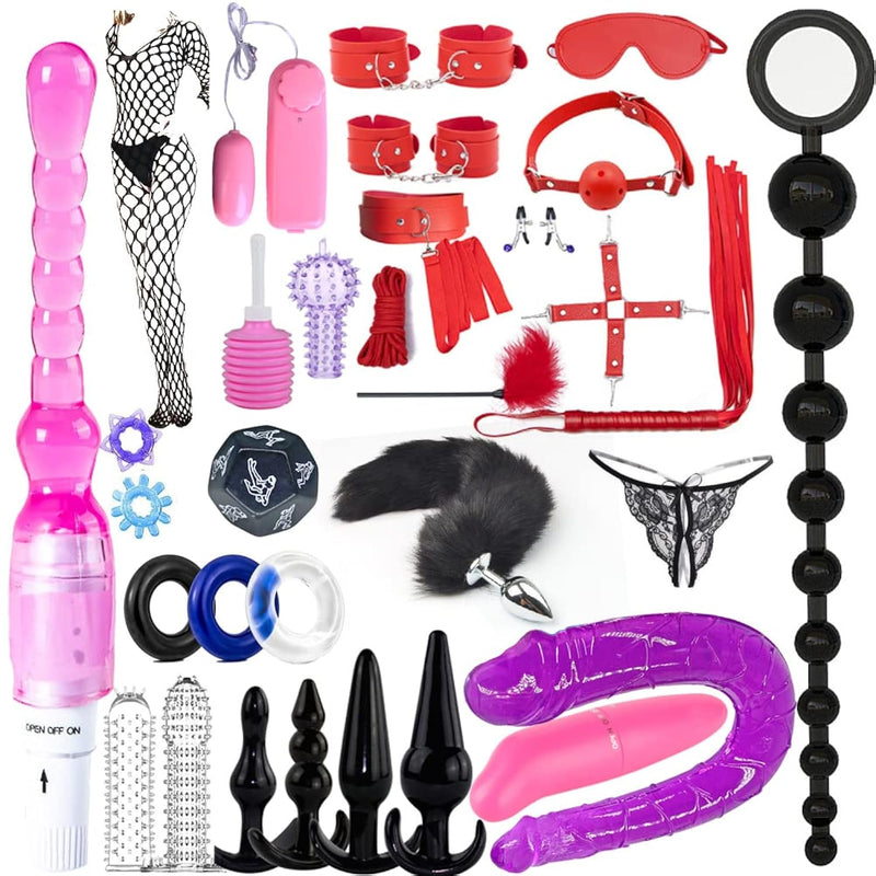 32Pcs Sm Bondage Restraint Vibrator Silicone Anal Plug Dildo Sex Toys For Butt Plug2