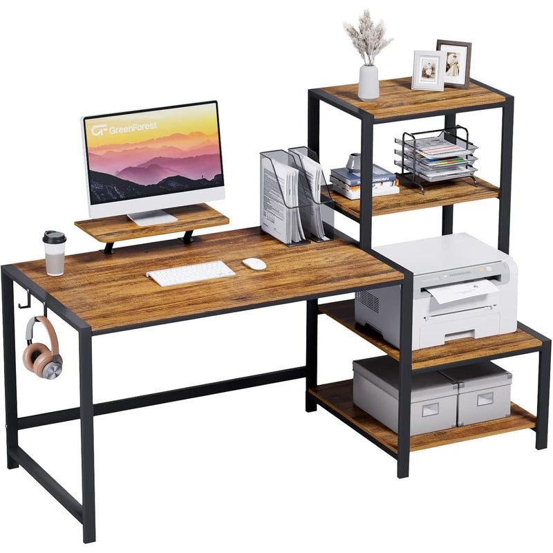 Computer Desk 59 Inch With Storage Printer Shelf Reversible Home Office Desk W