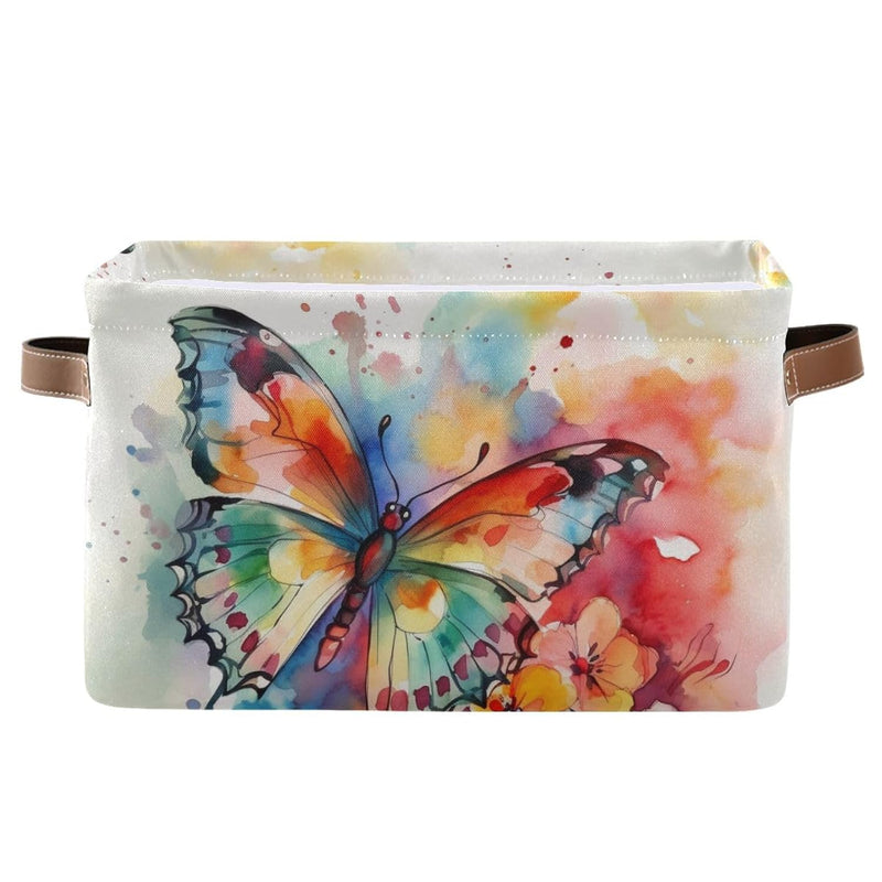 Storage Basket Beautiful Painting Of A Lovely Colorful Butterfly And Flowers Dur