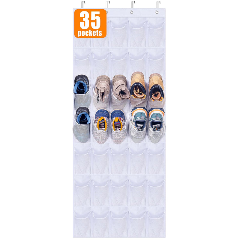 35 Large Pockets Over The Door Shoe Organizer Sturdy Oxford Fabric Hanging Shoe